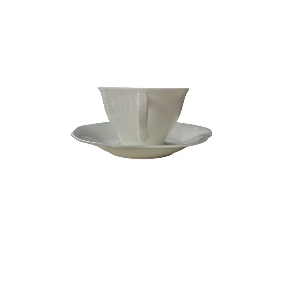 Villeroy  Boch Mira Cup Saucer White Porcelain Germany Classic Nancy Meyers